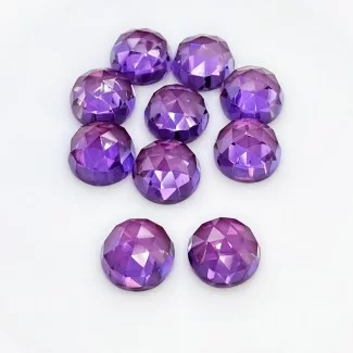 Lab Alexandrite Rose Cut Round Shape AAA Grade Cabochon Parcel - 12mm - 10 Pc. - 107.75 Cts.