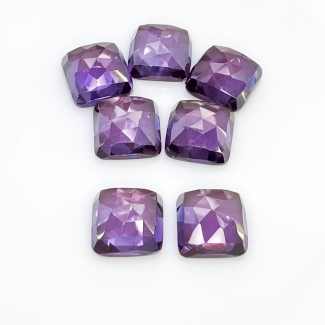  81.35 Cts. Lab Alexandrite 12mm Rose Cut Square Cushion Shape AAA Grade Cabochons Parcel - Total 7 Pcs.