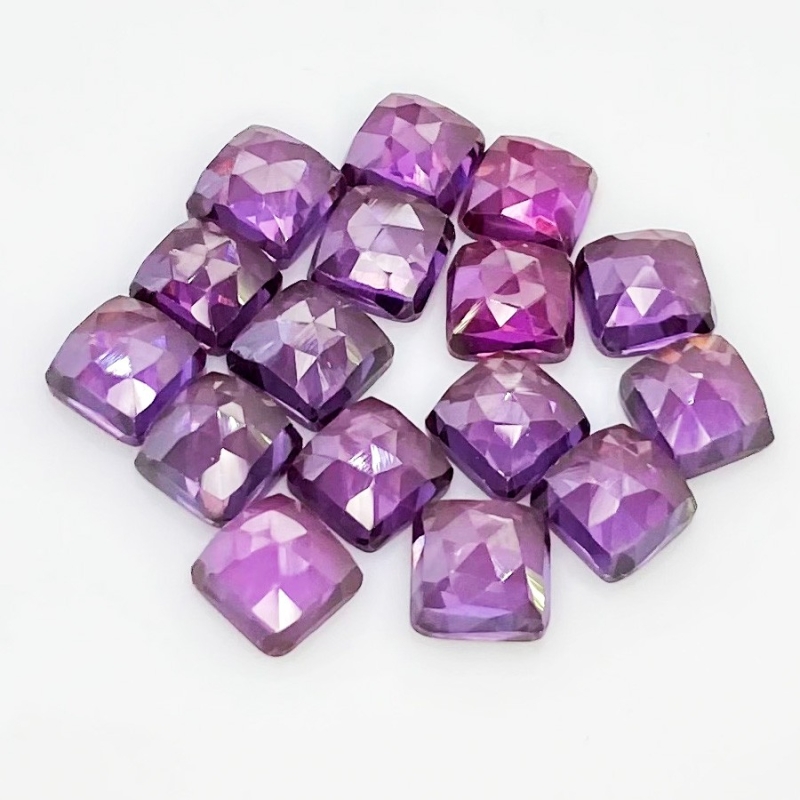  64.55 Cts. Lab Alexandrite 8mm Rose Cut Square Cushion Shape AAA Grade Cabochons Parcel - Total 16 Pcs.