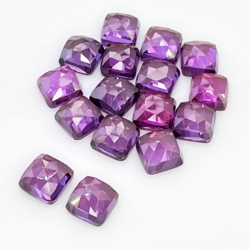  64.55 Cts. Lab Alexandrite 8mm Rose Cut Square Cushion Shape AAA Grade Cabochons Parcel - Total 16 Pcs.