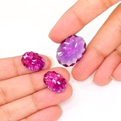  62.35 Carat Lab Alexandrite 15x11-22x16mm Concave Cut Oval Shape AAA Grade Matched Cabochons Set - Total 3 Pcs.