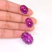  62.35 Carat Lab Alexandrite 15x11-22x16mm Concave Cut Oval Shape AAA Grade Matched Cabochons Set - Total 3 Pcs.