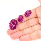  62.35 Carat Lab Alexandrite 15x11-22x16mm Concave Cut Oval Shape AAA Grade Matched Cabochons Set - Total 3 Pcs.