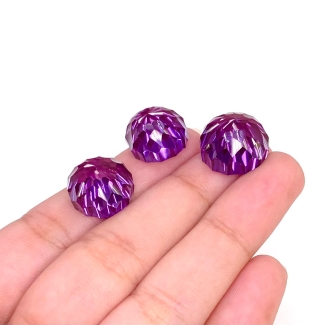  57.10 Carat Lab Alexandrite 14-15mm Concave Cut Round Shape AAA Grade Matched Cabochons Set - Total 3 Pcs.