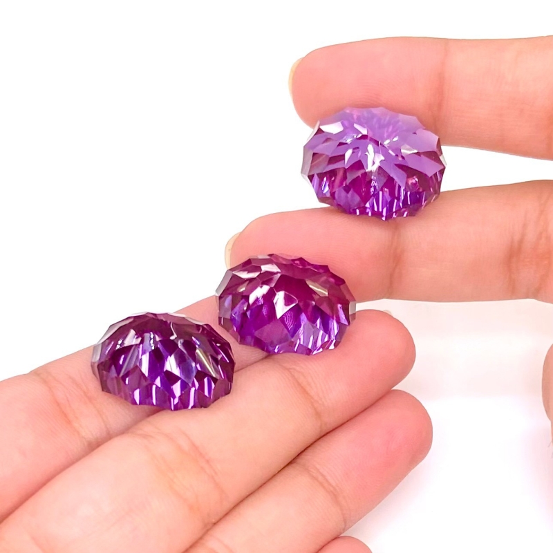  95.20 Carat Lab Alexandrite 19x14-21x15mm Concave Cut Oval Shape AAA Grade Matched Cabochons Set - Total 3 Pcs.