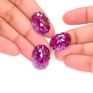  95.20 Carat Lab Alexandrite 19x14-21x15mm Concave Cut Oval Shape AAA Grade Matched Cabochons Set - Total 3 Pcs.