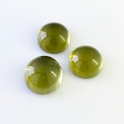 54.70 Cts. Olive Quartz 16-17mm Smooth Round Shape AAA Grade Matched Cabochons Set - Total 3 Pcs.
