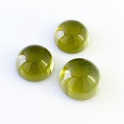 54.70 Cts. Olive Quartz 16-17mm Smooth Round Shape AAA Grade Matched Cabochons Set - Total 3 Pcs.