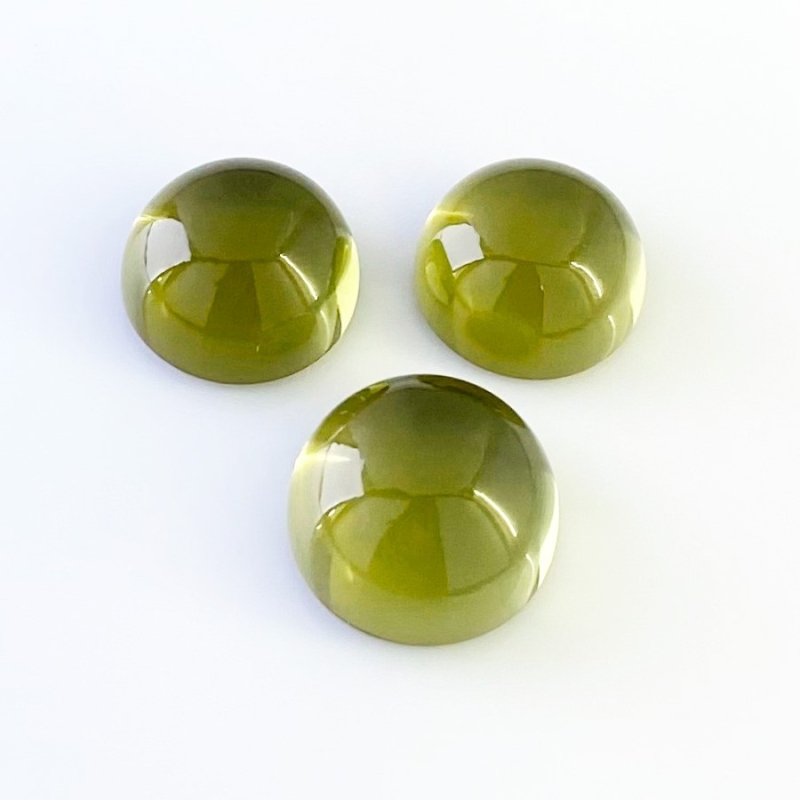 54.70 Cts. Olive Quartz 16-17mm Smooth Round Shape AAA Grade Matched Cabochons Set - Total 3 Pcs.