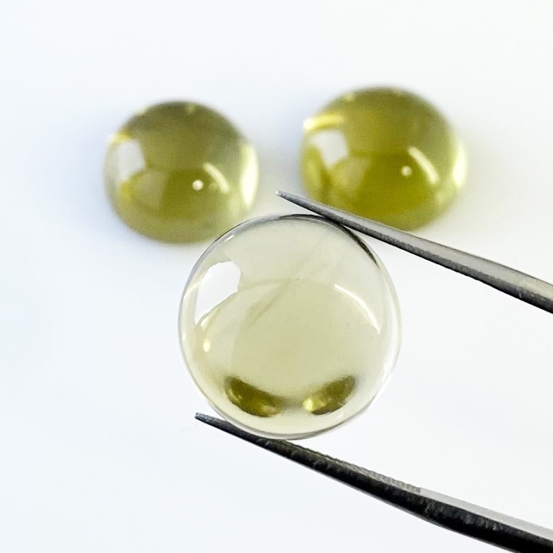 46.60 Cts. Olive Quartz 15.5-17mm Smooth Round Shape AAA Grade Matched Cabochons Set - Total 3 Pcs.