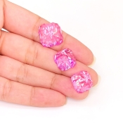  52.40 Carat Lab Pink Sapphire 13-15mm Concave Cut Cushion Shape AAA Grade Matched Cabochons Set - Total 3 Pcs.