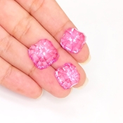  52.40 Carat Lab Pink Sapphire 13-15mm Concave Cut Cushion Shape AAA Grade Matched Cabochons Set - Total 3 Pcs.