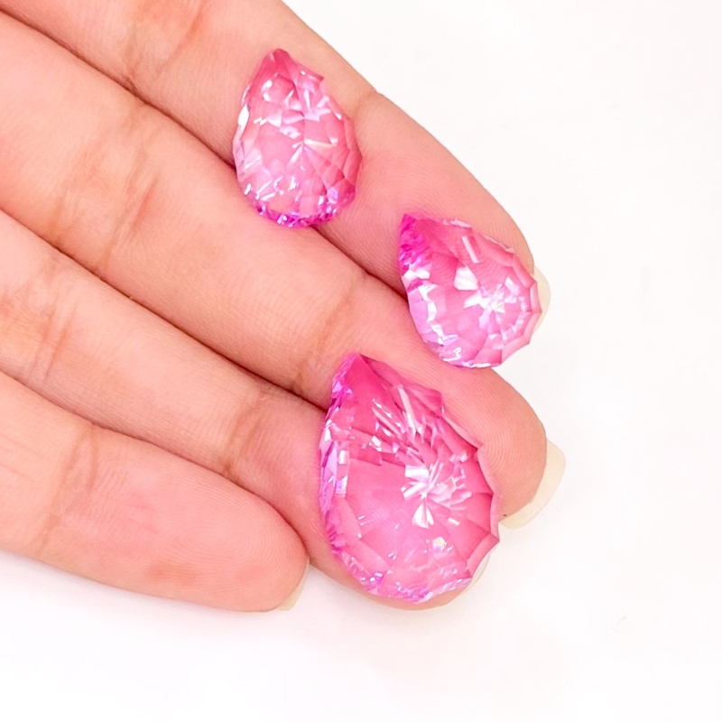 lab pink sapphire concave cut pear shape cabochon set 159318
