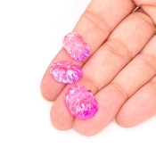  33.60 Carat Lab Pink Sapphire 16.5x12.5mm Concave Cut Oval Shape AAA Grade Matched Cabochons Set - Total 3 Pcs.