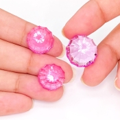  52.6 Carat Lab Pink Sapphire 14.5-17.5mm Concave Cut Round Shape AAA Grade Matched Cabochons Set - Total 3 Pcs.