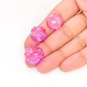  52.6 Carat Lab Pink Sapphire 14.5-17.5mm Concave Cut Round Shape AAA Grade Matched Cabochons Set - Total 3 Pcs.