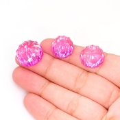  52.6 Carat Lab Pink Sapphire 14.5-17.5mm Concave Cut Round Shape AAA Grade Matched Cabochons Set - Total 3 Pcs.