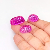  76.75 Carat Lab Pink Sapphire 23x17-17.5x13.5mm Concave Cut Oval Shape AAA Grade Matched Cabochons Set - Total 3 Pcs.