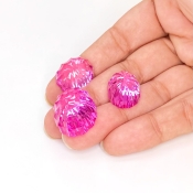  76.75 Carat Lab Pink Sapphire 23x17-17.5x13.5mm Concave Cut Oval Shape AAA Grade Matched Cabochons Set - Total 3 Pcs.