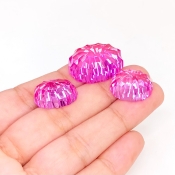  76.75 Carat Lab Pink Sapphire 23x17-17.5x13.5mm Concave Cut Oval Shape AAA Grade Matched Cabochons Set - Total 3 Pcs.