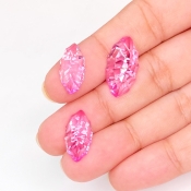  24.95 Carat Lab Pink Sapphire 20x11-16.5x8mm Concave Cut Marquise Shape AAA Grade Matched Cabochons Set - Total 3 Pcs.