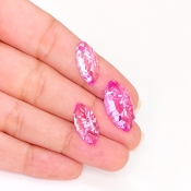  24.95 Carat Lab Pink Sapphire 20x11-16.5x8mm Concave Cut Marquise Shape AAA Grade Matched Cabochons Set - Total 3 Pcs.