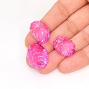  88.45 Carat Lab Pink Sapphire 18x14-20x16mm Concave Cut Oval Shape AAA Grade Matched Cabochons Set - Total 3 Pcs.