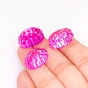  88.45 Carat Lab Pink Sapphire 18x14-20x16mm Concave Cut Oval Shape AAA Grade Matched Cabochons Set - Total 3 Pcs.