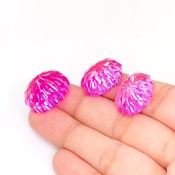  88.45 Carat Lab Pink Sapphire 18x14-20x16mm Concave Cut Oval Shape AAA Grade Matched Cabochons Set - Total 3 Pcs.