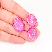  88.45 Carat Lab Pink Sapphire 18x14-20x16mm Concave Cut Oval Shape AAA Grade Matched Cabochons Set - Total 3 Pcs.