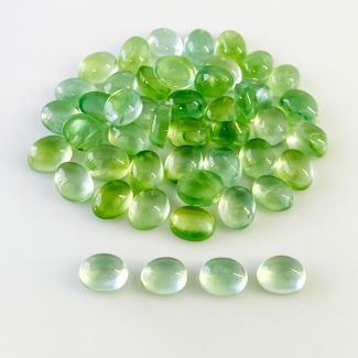 118 Carat Prehnite 9x7mm Smooth Oval Shape AAA Grade Cabochons Parcel - Total 48 Pcs.