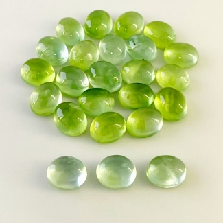 112.25 Carat Prehnite 11x9mm Smooth Oval Shape AAA Grade Cabochons Parcel - Total 24 Pcs.