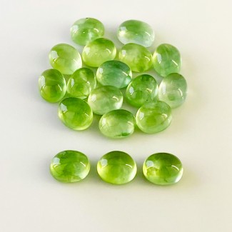 62.45 Prehnite 10X8mm Smooth Oval Shape AAA Grade Cabochons Parcel - Total 18 Pcs.