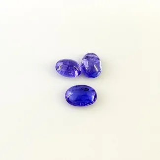 7.46 Cts. Tanzanite 9x6.5-10.5x7.5mm Smooth Oval Shape A+ Grade Cabochons Parcel - Total 3 Pcs.