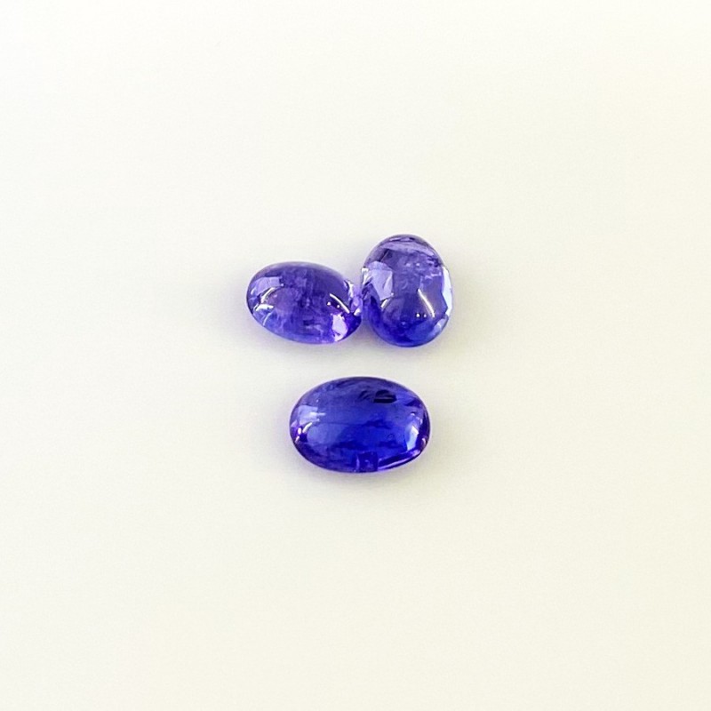 7.46 Cts. Tanzanite 9x6.5-10.5x7.5mm Smooth Oval Shape A+ Grade Cabochons Parcel - Total 3 Pcs.