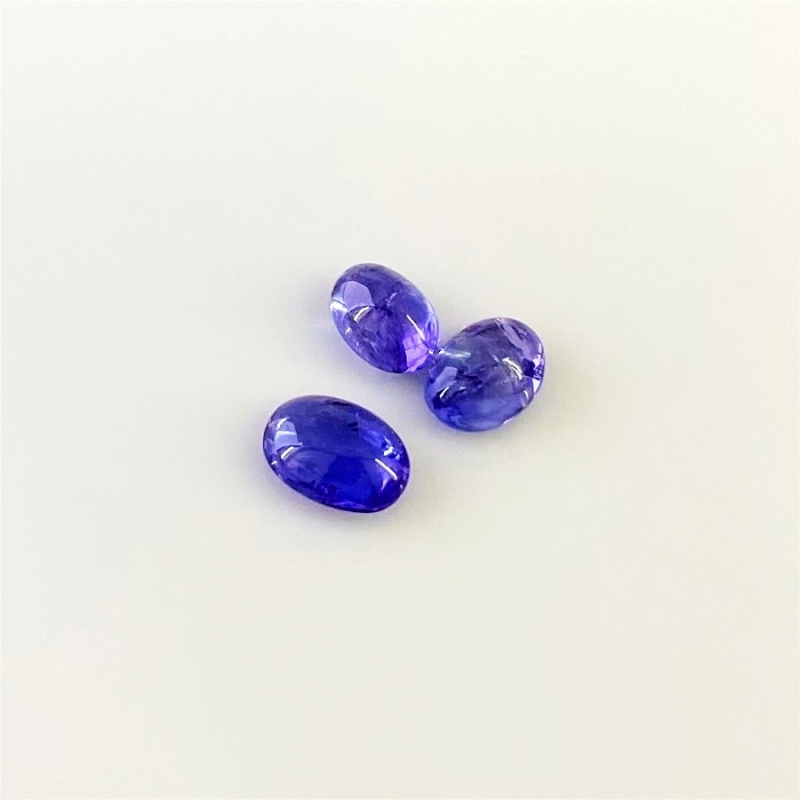 7.46 Cts. Tanzanite 9x6.5-10.5x7.5mm Smooth Oval Shape A+ Grade Cabochons Parcel - Total 3 Pcs.