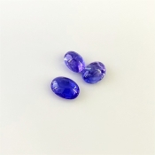 7.46 Cts. Tanzanite 9x6.5-10.5x7.5mm Smooth Oval Shape A+ Grade Cabochons Parcel - Total 3 Pcs.