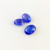7.46 Cts. Tanzanite 9x6.5-10.5x7.5mm Smooth Oval Shape A+ Grade Cabochons Parcel - Total 3 Pcs.