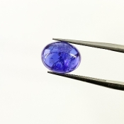 6.41 Cts. Tanzanite 11x8.5mm Smooth Oval Shape AA Grade Loose Cabochon - Total 1 Pc.