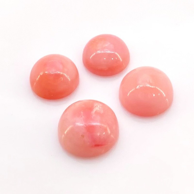 24.40 Cts. Pink Opal 12-14mm Smooth Round Shape A Grade Cabochons Parcel - Total 4 Pcs.