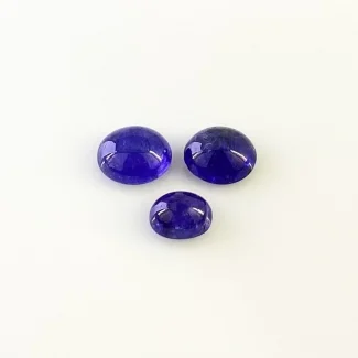 11.50 Cts. Tanzanite 9x7-11x9mm Smooth Oval Shape A Grade Cabochons Parcel - Total 3 Pcs.