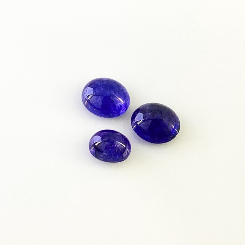 11.50 Cts. Tanzanite 9x7-11x9mm Smooth Oval Shape A Grade Cabochons Parcel - Total 3 Pcs.
