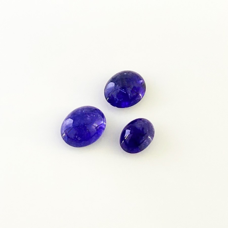 11.50 Cts. Tanzanite 9x7-11x9mm Smooth Oval Shape A Grade Cabochons Parcel - Total 3 Pcs.