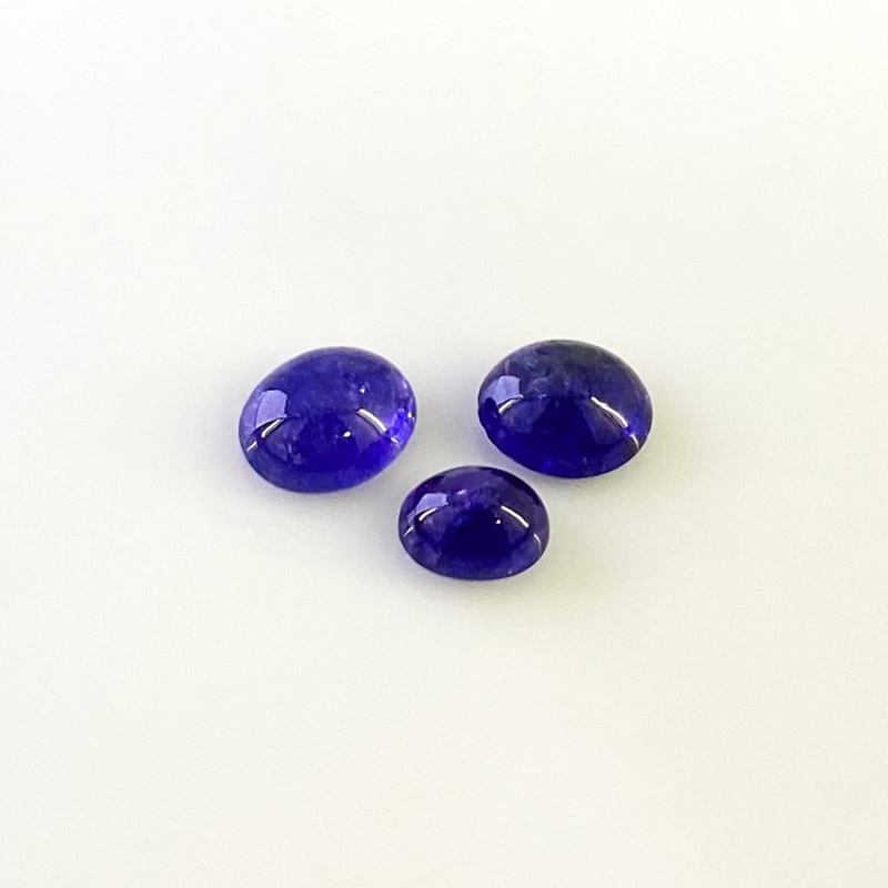 11.50 Cts. Tanzanite 9x7-11x9mm Smooth Oval Shape A Grade Cabochons Parcel - Total 3 Pcs.