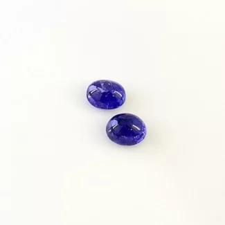 6.10 Cts. Tanzanite 9x7mm Smooth Oval Shape AA+ Grade Cabochons Parcel - Total 2 Pcs.