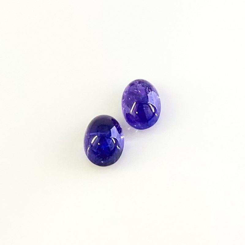 6.10 Cts. Tanzanite 9x7mm Smooth Oval Shape AA+ Grade Cabochons Parcel - Total 2 Pcs.