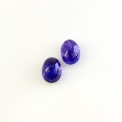 6.10 Cts. Tanzanite 9x7mm Smooth Oval Shape AA+ Grade Cabochons Parcel - Total 2 Pcs.