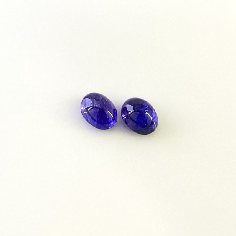 6.10 Cts. Tanzanite 9x7mm Smooth Oval Shape AA+ Grade Cabochons Parcel - Total 2 Pcs.