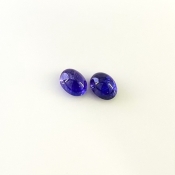 6.10 Cts. Tanzanite 9x7mm Smooth Oval Shape AA+ Grade Cabochons Parcel - Total 2 Pcs.