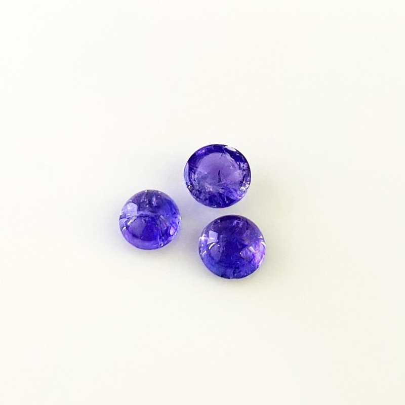 8.85 Cts. Tanzanite 8-8.5mm Smooth Round Shape AA Grade Cabochons Parcel - Total 3 Pcs.